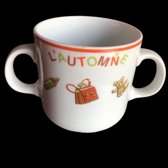 Guy Degrenne The Triplets Autumn Porcelain Cup w/Double Handles - Picture 3 of 5